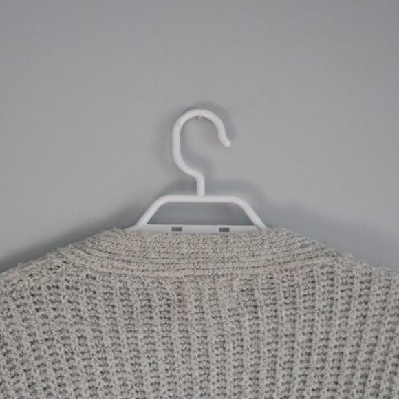 Dreamers Open Front S/M Knit Longline Grey Woven Ribbed Sweater Cardigan - Picture 5 of 10